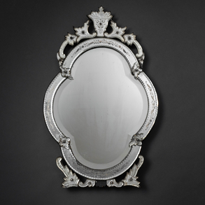 Espejo Veneciano en cristal de murano del siglo XIX.