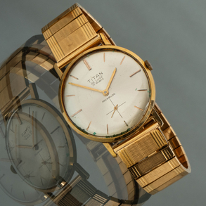 Titan de Luxe 17 rubíes. Reloj de pulsera de caballero vintage en oro amarillo de 18kt.