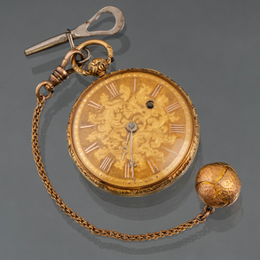Reloj de bolsillo inglés en oro amarillo de 18kt del siglo XIX.