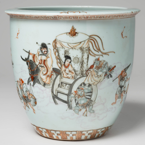 Chinese porcelain planter pink family. Chinese work of the XIX-XX century