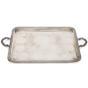 Two-handled tray in Spanish silver, 20th century.