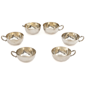 Set of six 20th century Spanish silver and punched silver cups.