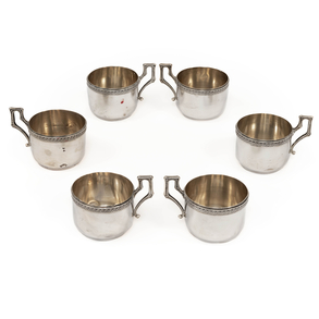 Set of six Louis XVI style bowls in Spanish silver, 20th century.