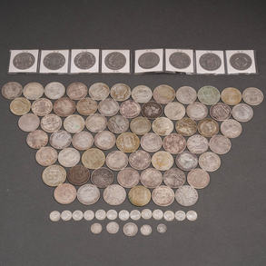 Set of 71 silver coins from the 20th century.