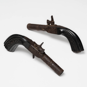 Set of two chest pistols, also called pocket or travelling pistols. France, 19th century.