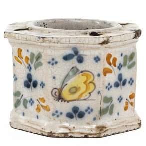 18th-century Talavera ceramic inkwell