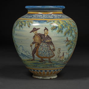 20th-century Spanish Talavera pottery centreboard.