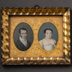 Set of two oil-painted miniatures from the 19th century.