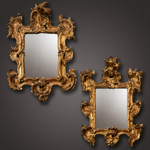 Pair of 19th century carved and gilded wood mirrors.