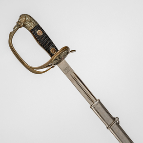 Officer's cavalry sabre with bronze and wood hilt, 19th century.