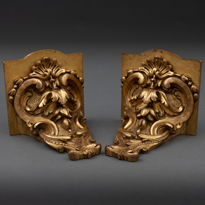 Pair of carved and gilded wood corbels, 20th century